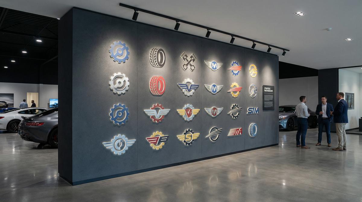黄色仓库合作改装品牌Logo墙